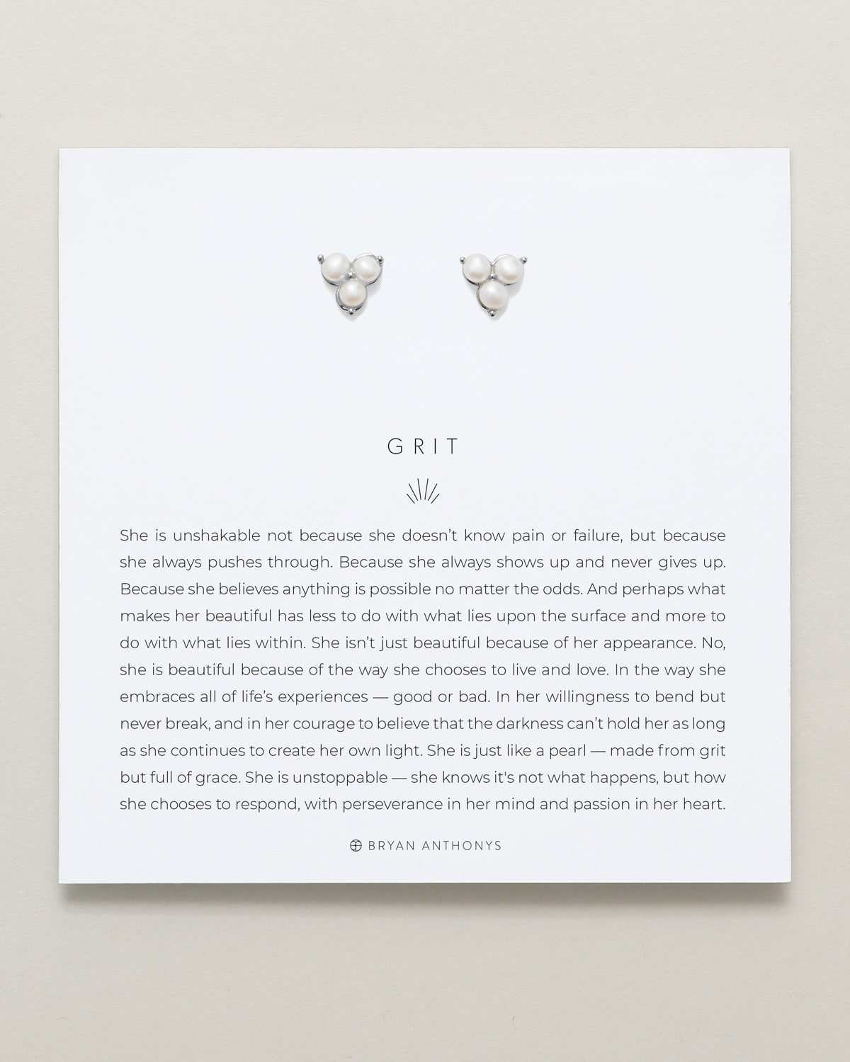 Grit Stud Earrings on card in finish silver