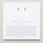 Bryan Anthonys Stand Tall Stay Sweet Gold Stud Earrings on card