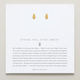 Bryan Anthonys Stand Tall Stay Sweet Gold Stud Earrings on card